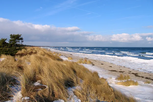 Der schöne Sandstrand im Februar